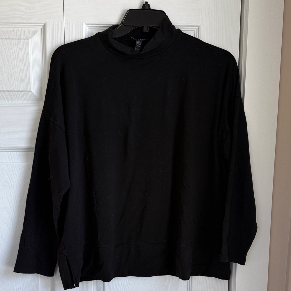 Eileen Fisher Women’s Black Mock Turtleneck Long Sleeve Shirt XL